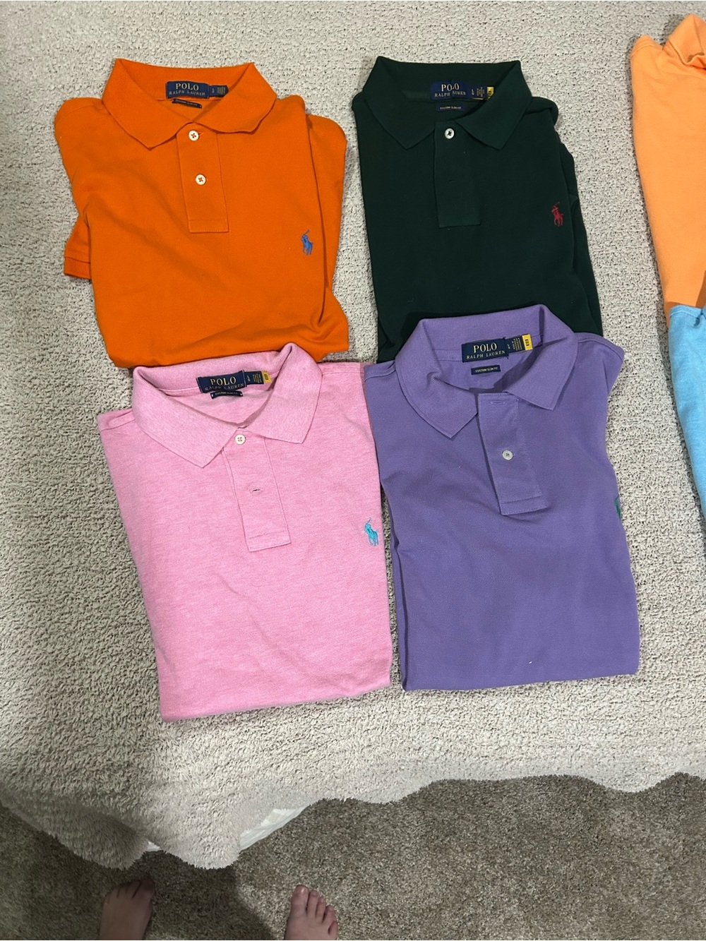 Polo by Ralph Lauren Mens Orange, Pink, Purple & Dark Green Polo Shirts